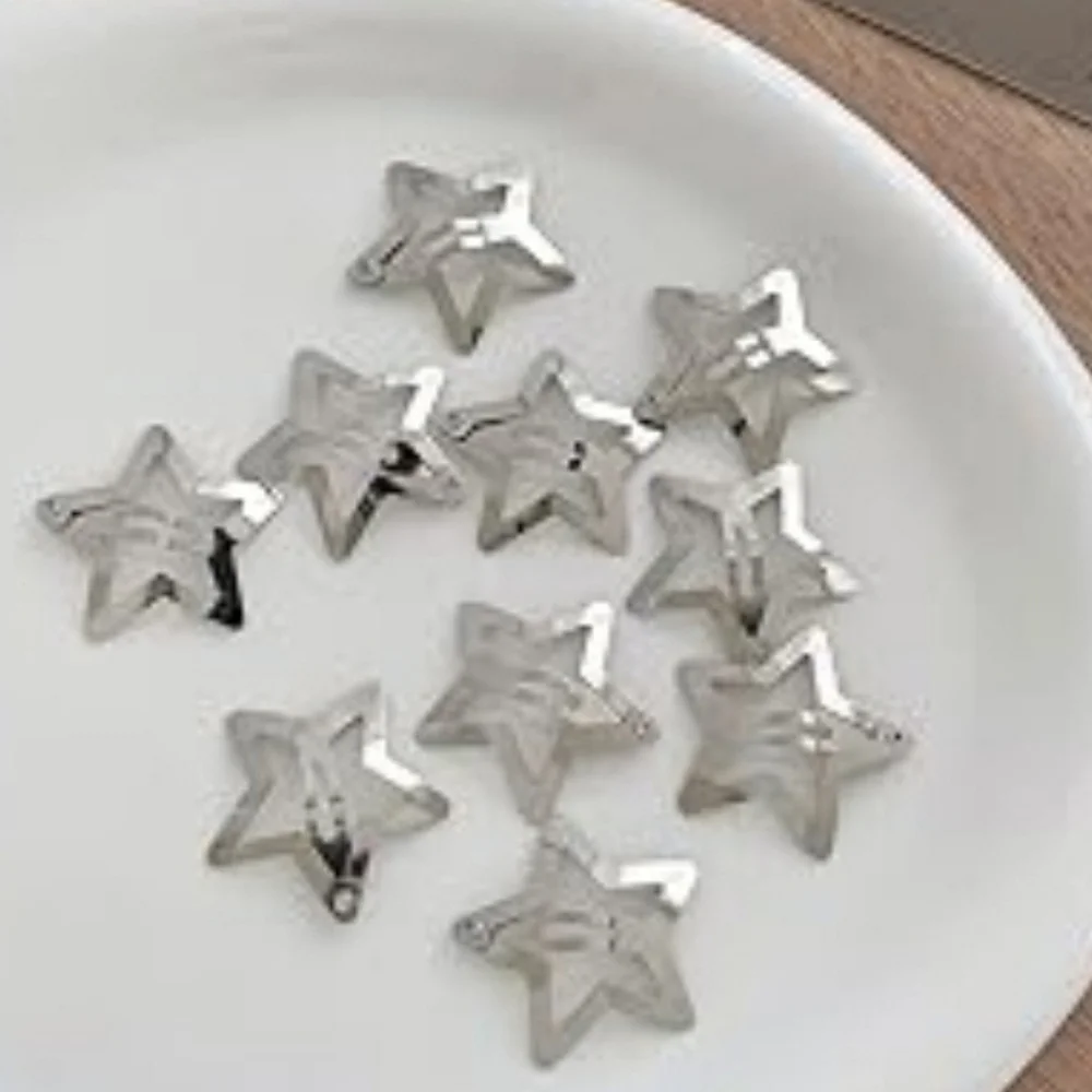 10 pc Silver Star-Shaped Snap Hair Clips BNIB